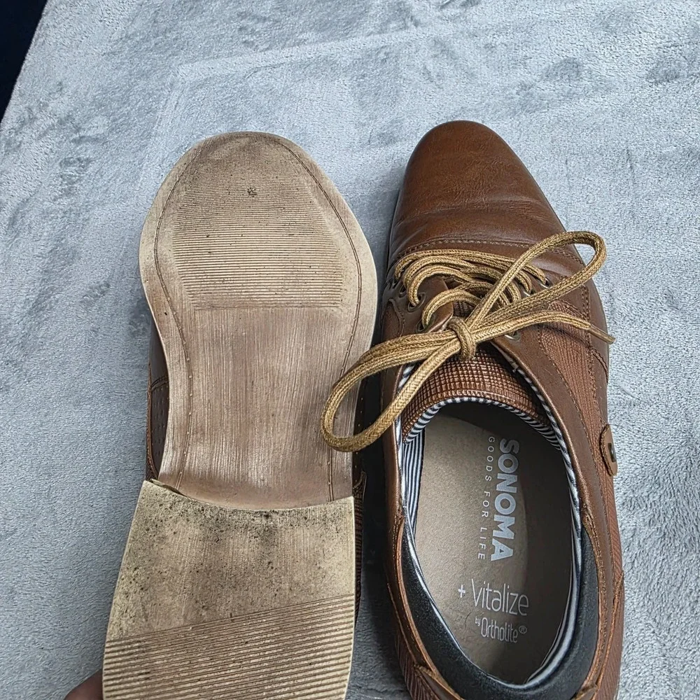 Sonoma Freer Ortholite Eco Cognac/Brown Oxford Dress Shoes Size 9 Men's
